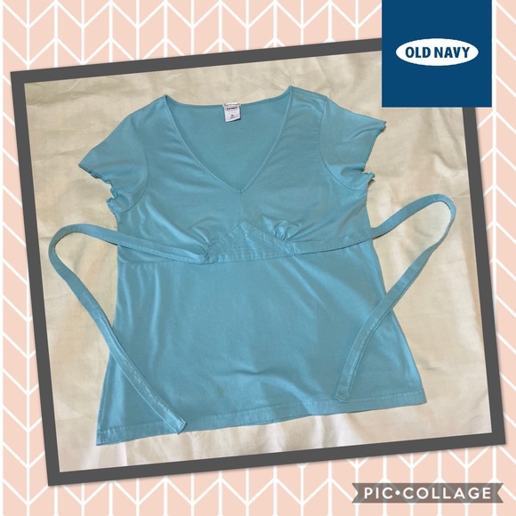 Old Navy Tops - 🍁 OLD NAVY, Turquoise Short Sleeve Top w/Tie Back